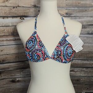 Naturana Mosaic Print Triangle Bikini Top EU 40B US 34B Cup B Halter Swim